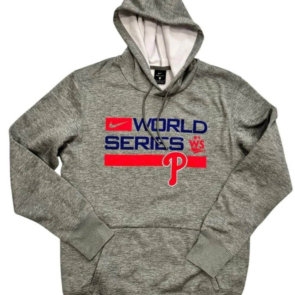Nike Philadelphia Phillies 2022 World Series Dri-Fit Hoodie Mens Medium Gray